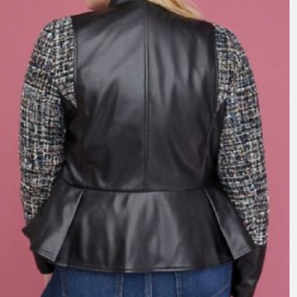 Lane Bryant Faux Leather & Tweed Lined Jacket Size 22/24 - Picture 4 of 6